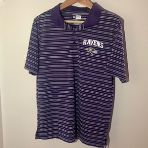 Baltimore Ravens Team Apparel purple w/ grey stripe Dri-fit golf shirt (M)